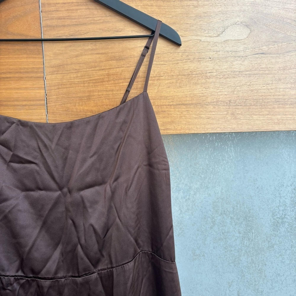 Reformation Frankie 100% Silk Maxi Slip Dress in Brown, Size 14 - Picture 9 of 16